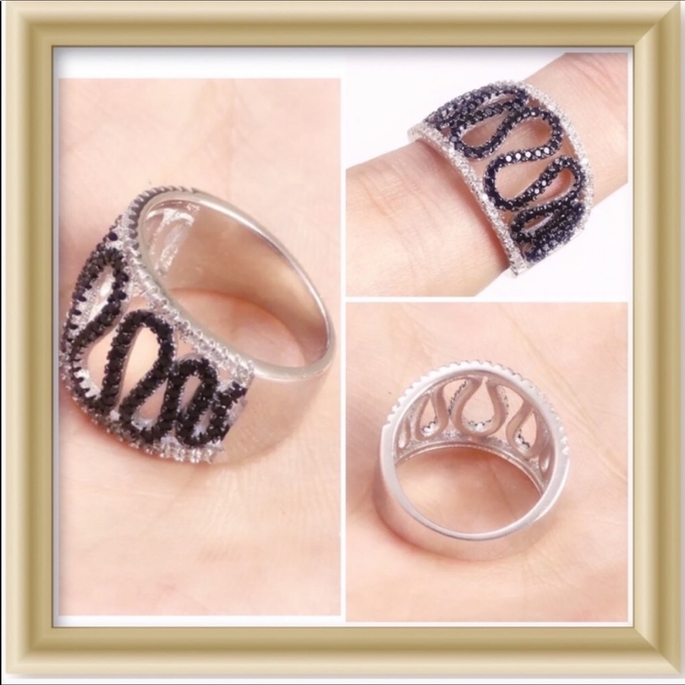 Silver Onyx Lab Created Silver Ring
